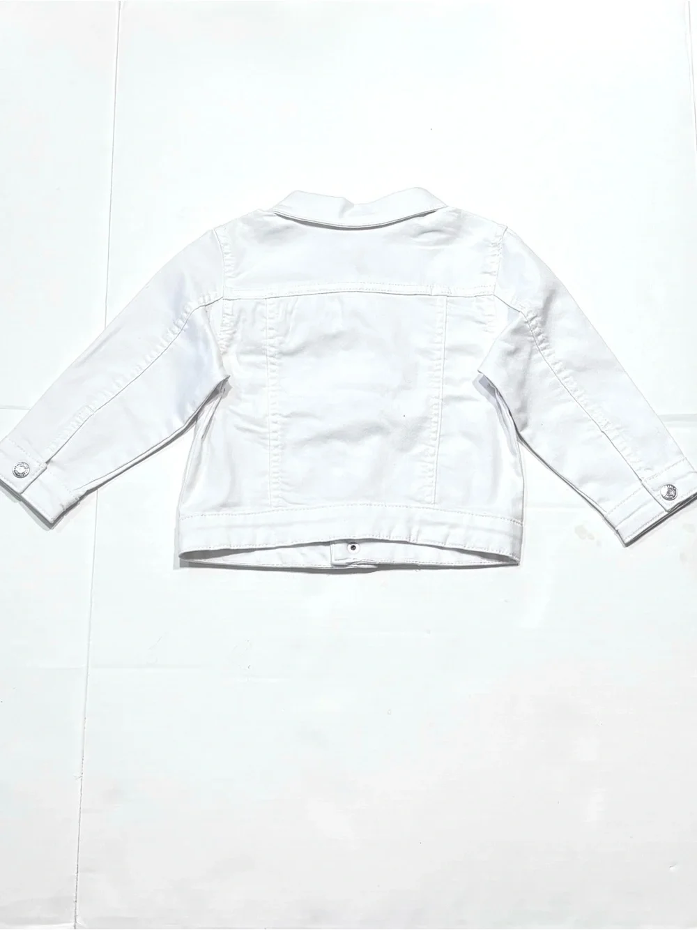 NEW H&M Kids Baby White Denim Jean Jacket Silver Button 1.5-2Y